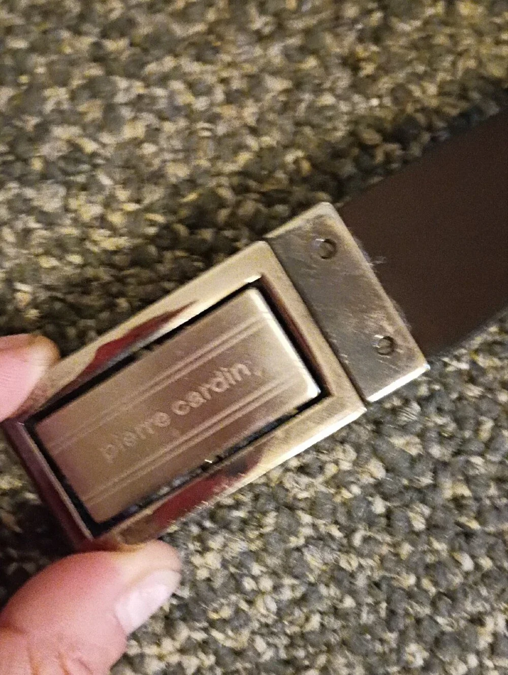 Pierre Cardin Reversible Black And Brown  Leather Belt with Silver-Tone Buckle